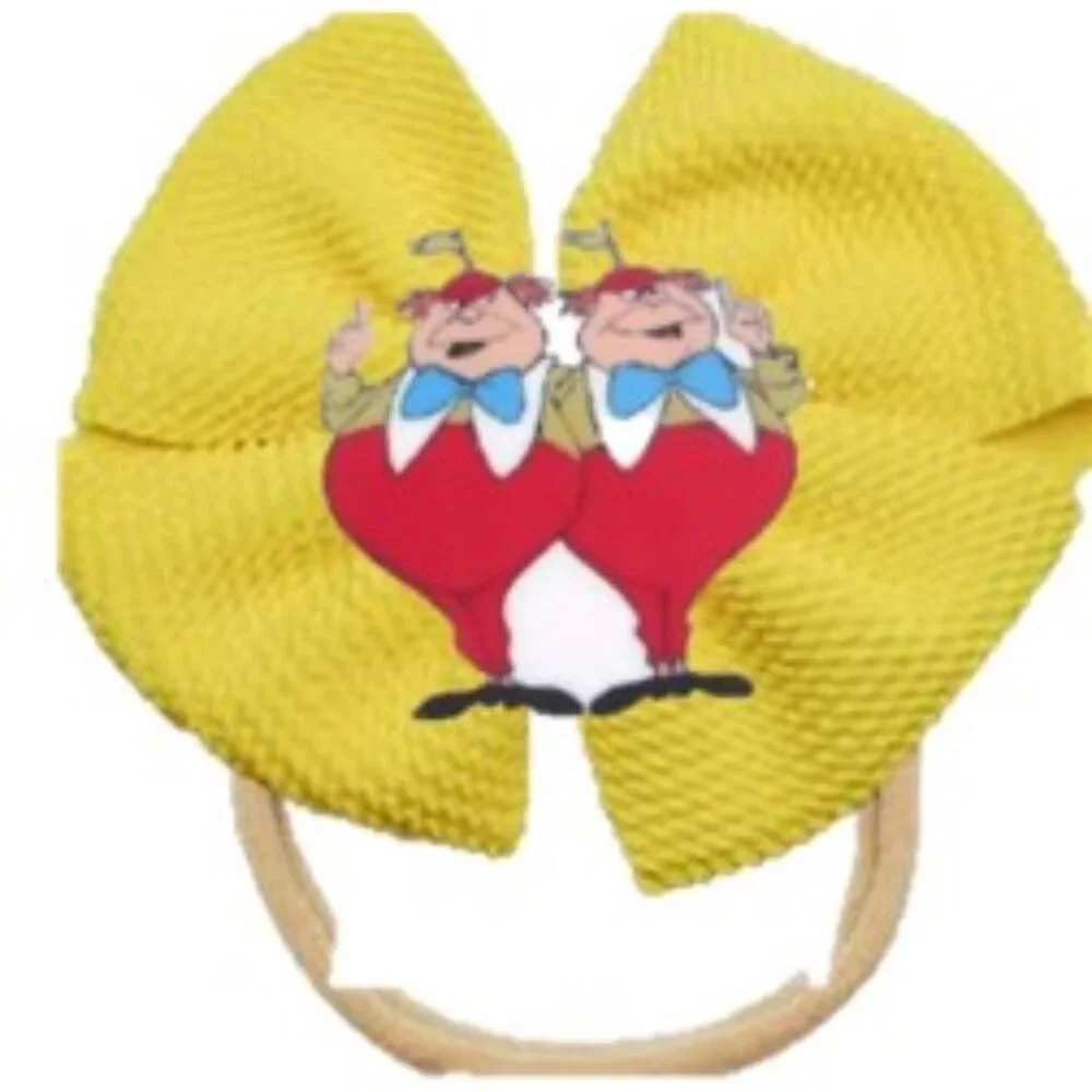 Alice First Birthday Romper Dress Tweedle Dee tweedle dum costume Bow Headband
